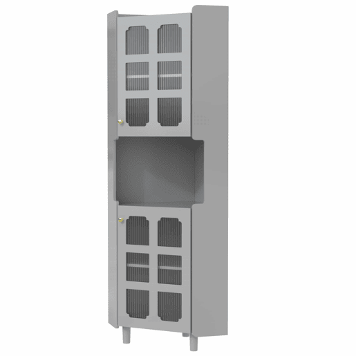 Armário de canto com iluminação LED - Multifuncional, acabamento lacado em MDF, estante para sala de estar, quarto, casa de banho, sala de jantar - Cinza