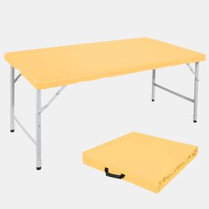 Mesa dobrável portátil de 125 cm - resistente, altura ajustável, multifuncional - amarelo claro