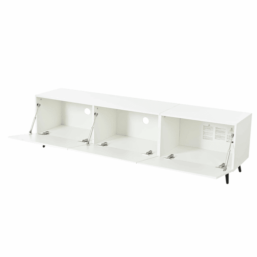 Móvel de TV 180 x 40 x 48 cm - 3 portas basculantes, padrão estampado, amplo espaço de arrumação, compatível com televisores até 80 polegadas, MDF - Branco