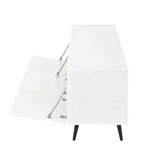 Móvel de TV 180 x 40 x 48 cm - 3 portas basculantes, padrão estampado, amplo espaço de arrumação, compatível com televisores até 80 polegadas, MDF - Branco