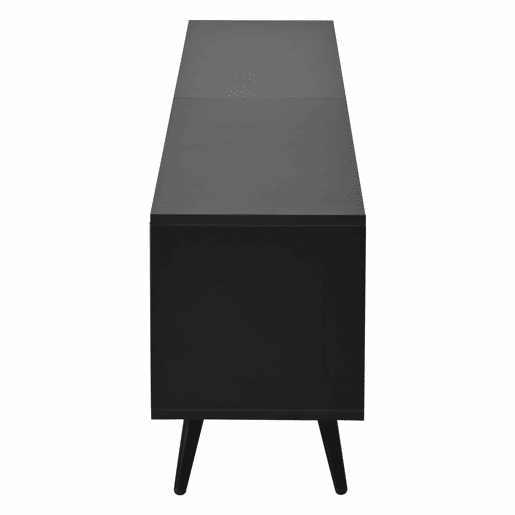 Móvel baixo para TV LED 175 x 31 x 43,5 cm - lowboard com 3 armários, vidro temperado, 6 pés de suporte, grande capacidade de arrumação, adequado para TV de 75 polegadas - madeira natural e preto