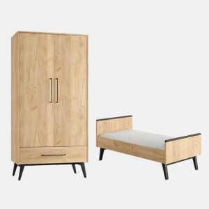 Berço evolutivo 70x140 e roupeiro 2 portas Pinio Retro Madeira
