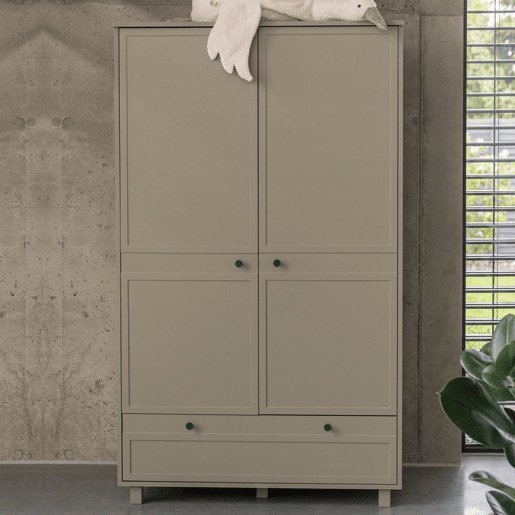 Cómoda de 4 gavetas e roupeiro de 2 portas Wood Luck Gabriel Verde Eucalipto