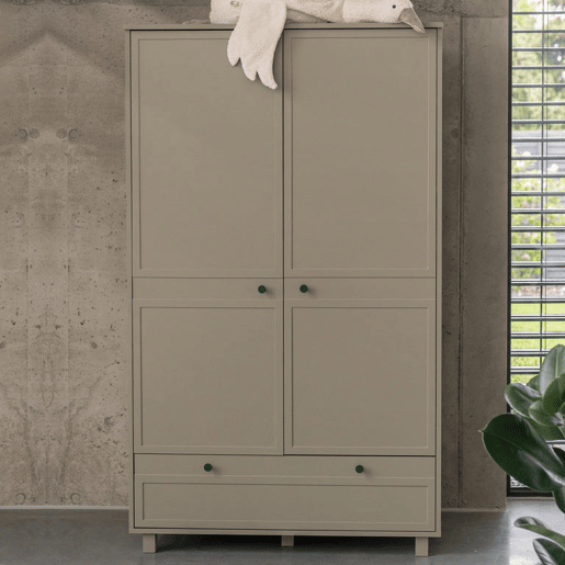 Cómoda de 4 gavetas e roupeiro de 2 portas Wood Luck Gabriel Verde Eucalipto