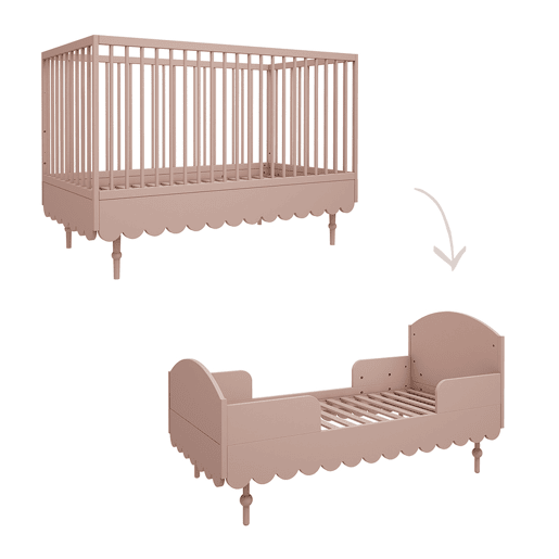 Berço evolutivo 70x140 e roupeiro 2 portas Wood Luck Babushka Rosa