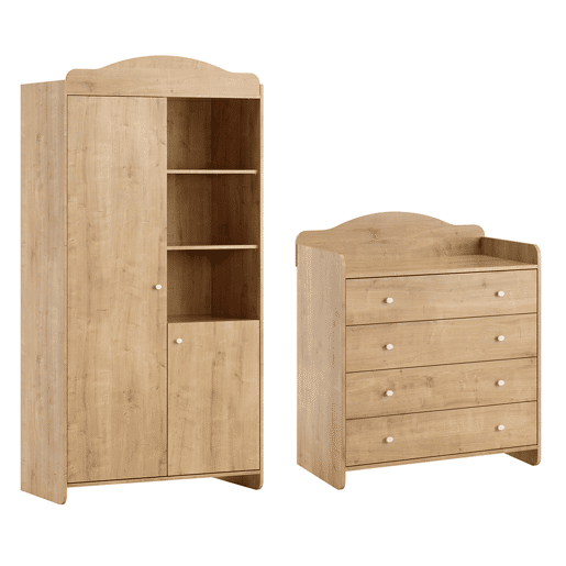 Cómoda muda-fraldas e roupeiro 2 portas Vox Megeve Madeira