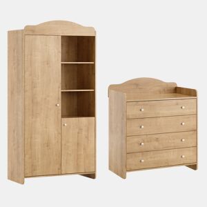Cómoda muda-fraldas e roupeiro 2 portas Vox Megeve Madeira