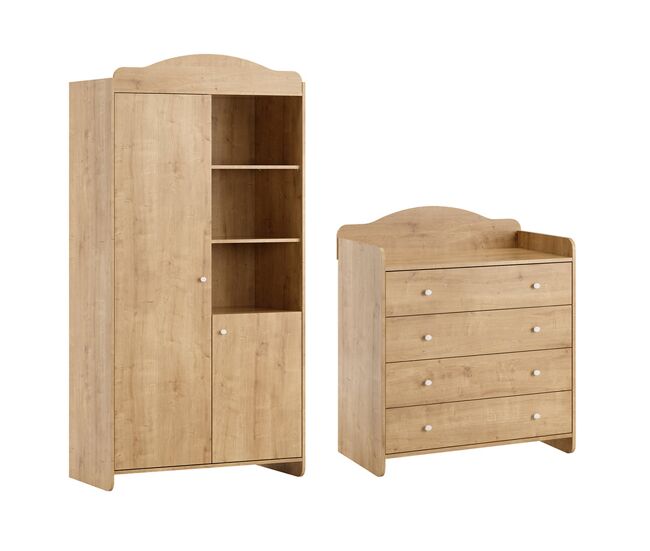Cómoda cambiador y armario 2 puertas Vox Megeve Madera