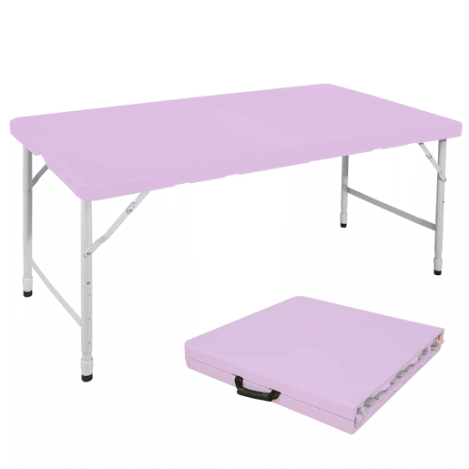 Mesa dobrável portátil de 125 cm - altura ajustável, multifuncional, capacidade de carga de 135 kg - roxa