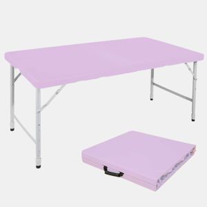 Mesa dobrável portátil de 125 cm - altura ajustável, multifuncional, capacidade de carga de 135 kg - roxa