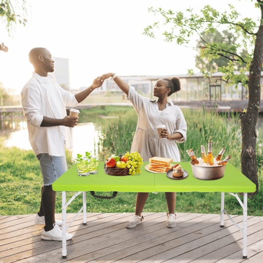 Mesa dobrável de 125 cm - resistente, com altura ajustável, multifuncional para acampamento e piquenique - verde Mesa dobrável de 125 cm - resistente, com altura ajustável, multifuncional para acampamento e piquenique - verde