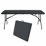 Mesa dobrável portátil de 180 cm - resistente, multifuncional, com pega, capacidade de carga de 135 kg - preta
