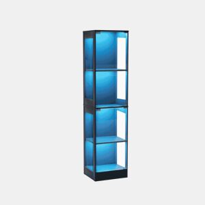 Vitrine de vidro 40 x 35 x 165 cm - 4 prateleiras, LED, portas de vidro, sensor inteligente - Preto