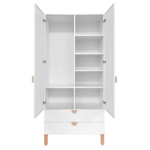 Berço 60x120 e roupeiro 2 portas Bellamy Laurie Branco e Madeira