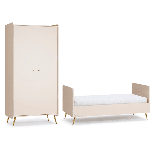 Berço evolutivo 70x140 roupeiro 2 portas Vox Lunea Caxemira