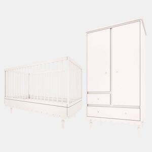Berço evolutivo 70x140 e roupeiro 2 portas Wood Luck Babushka Branco