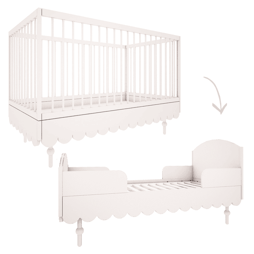 Berço evolutivo 70x140 e roupeiro 2 portas Wood Luck Babushka Branco