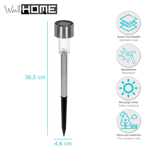 Conjunto Well Home com 12 luminárias solares LED para exterior.