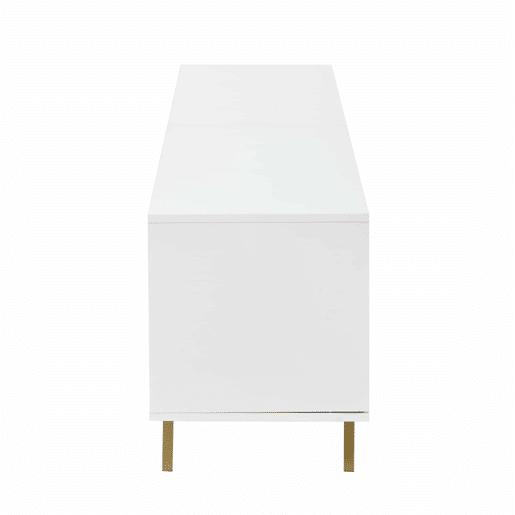 Móvel para TV 190x40x51,5 cm - com 4 portas, 6 pés metálicos, adequado para televisores de até 85 polegadas - branco e dourado