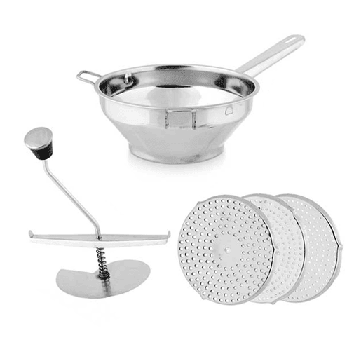 Moedor de alimentos em aço com 3 discos, 20 cm, coleção KINVARA