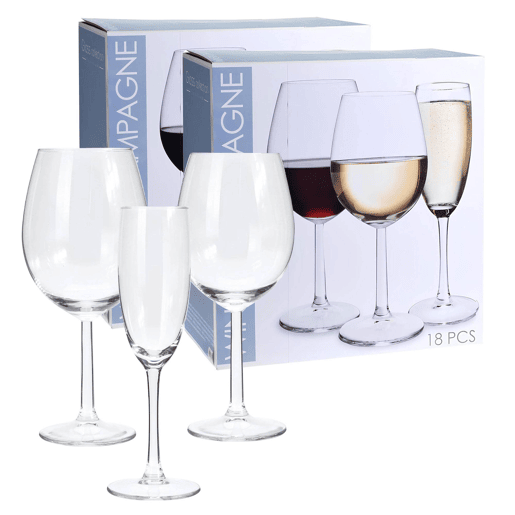 Conjunto Well Home com 36 taças de vinho e champanhe.