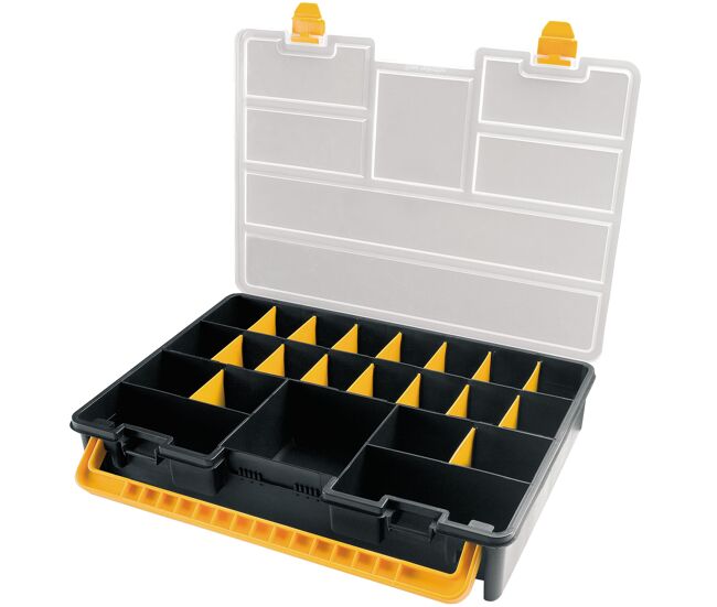Organizador de plástico 44,3 x 31,7 x 8cm con separadores extraíbles, tapa transparente