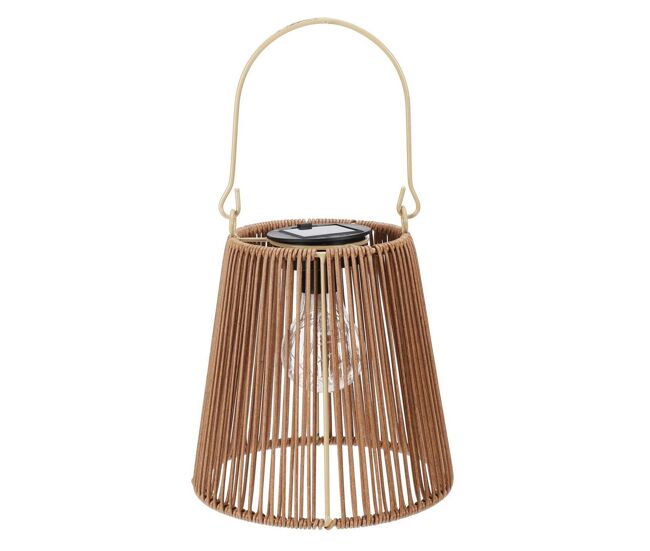 Well home farol solar natural 18x18x21cm con estructura metálica decorativa