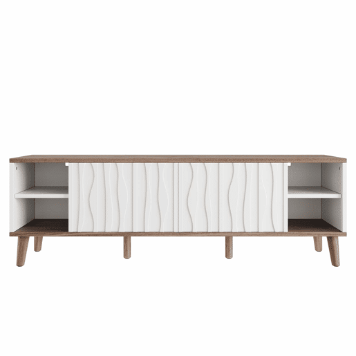 Móvel para TV LED 160x40x52 cm - com arrumação, porta de correr, para TVs até 70, estilo moderno para sala de estar e quarto - branco e nogueira escura