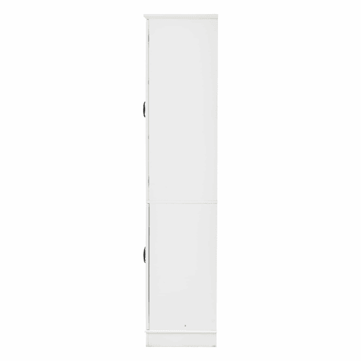 Armário vitrina alto 80 x 38 x 180 cm - com 2 portas de vidro e 2 portas opacas, 5 prateleiras, estilo rústico, estante multifuncional em aglomerado - branco