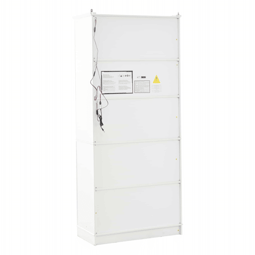 Armário vitrina alto 80 x 38 x 180 cm - com 2 portas de vidro e 2 portas opacas, 5 prateleiras, estilo rústico, estante multifuncional em aglomerado - branco