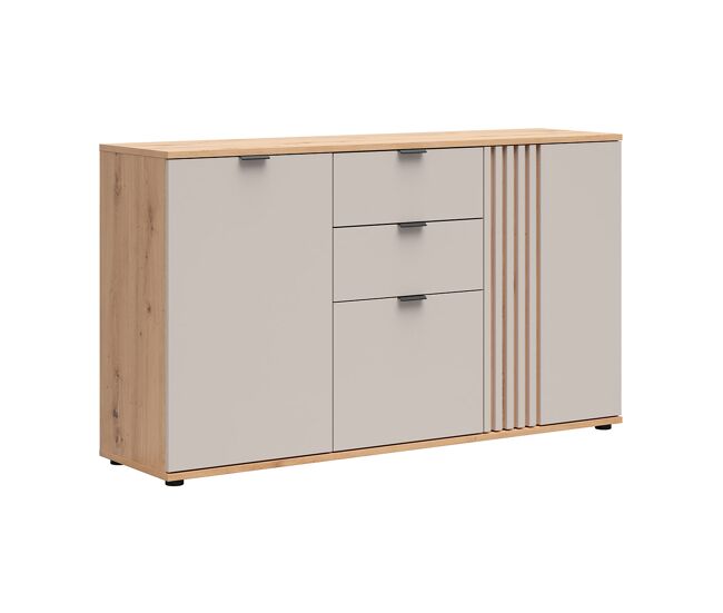 Ezra cashmere y madera aparador de 3 puertas y 2 cajones