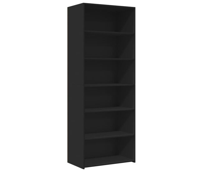 Aparador alto - mueble de almacenamiento madera contrachapada negro 70x41x185 cm es1164