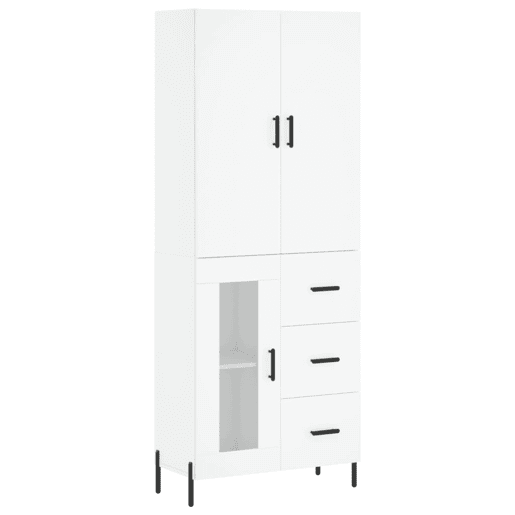 Armário alto - Bufete - Móvel de apoio 69,5x34x180 cm derivados de madeira branco pt663