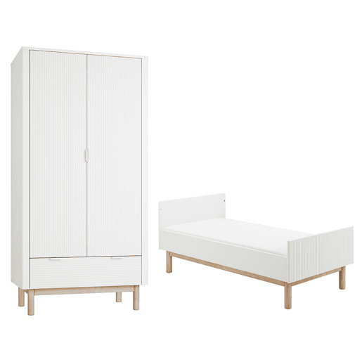 Berço evolutivo 70x140 e roupeiro de 2 portas Pinio Miloo Branco