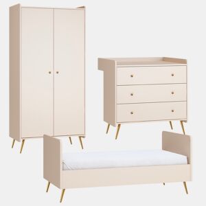 Quarto completo Berço evolutivo 70x140 cómoda trocador roupeiro 2 portas Vox Lunea Caxemira