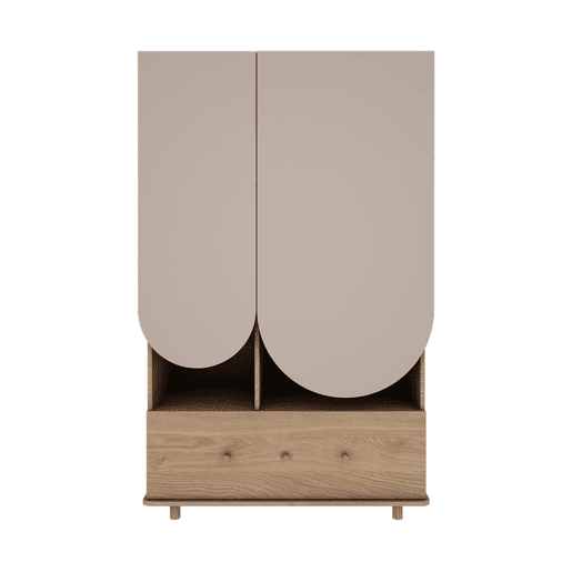 Cómoda 3 gavetas e roupeiro 2 portas 1 gaveta Wood Luck Bloom Cachemira e Madeira