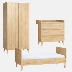 Quarto completo Berço evolutivo 70x140 cómoda trocador roupeiro 2 portas Vox Muve Madeira