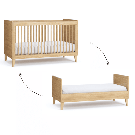 Quarto completo Berço evolutivo 70x140 cómoda trocador roupeiro 2 portas Vox Muve Madeira
