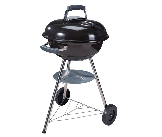 Well home barbacoa de carbón con ruedas ø47cm - parrilla de acero cromado y rejilla para carbón - para jardín, con patas de acero inoxidable