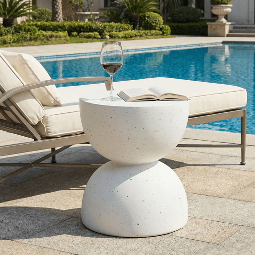 Mesa auxiliar exterior 45 cm - leve e prática, estilo moderno, para interior e exterior - branco terraço