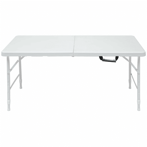 Mesa de lazer de 125 cm u2013 dobrável, ajustável, resistente e fácil de limpar u2013 branca