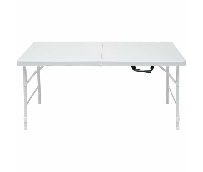 Mesa de ocio 125cm - plegable, regulable, resistente y fácil de limpiar - blanca