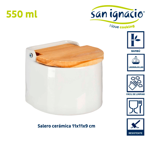 Saleiro semicircular branco com tampa, coleção VESSIA