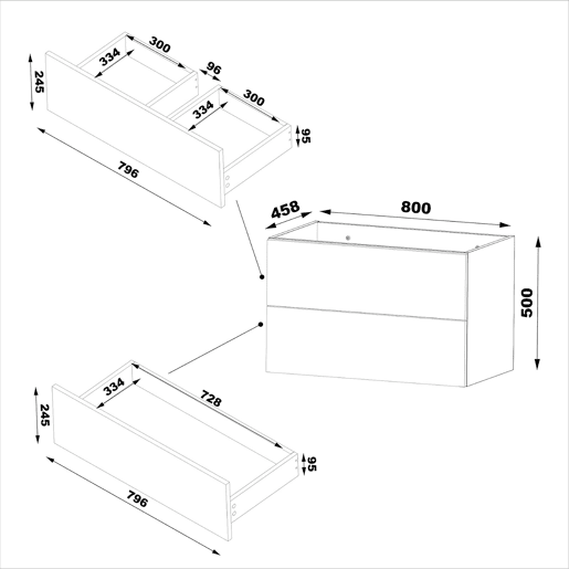 Conjunto móvel lavatório simples 80cm e coluna Viggo Madeira Conjunto móvel lavatório simples 80cm e coluna Viggo Madeira