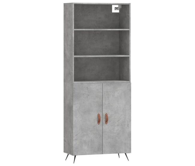 Aparador alto - mueble de almacenamiento madera contrachapada gris hormigón 69,5x34x180 cm es860