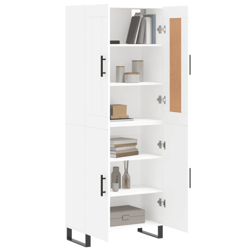 Armário alto - Bufete - Móvel de apoio 69,5x34x180 cm derivados de madeira branco pt714 Armário alto - Bufete - Móvel de apoio 69,5x34x180 cm derivados de madeira branco pt714