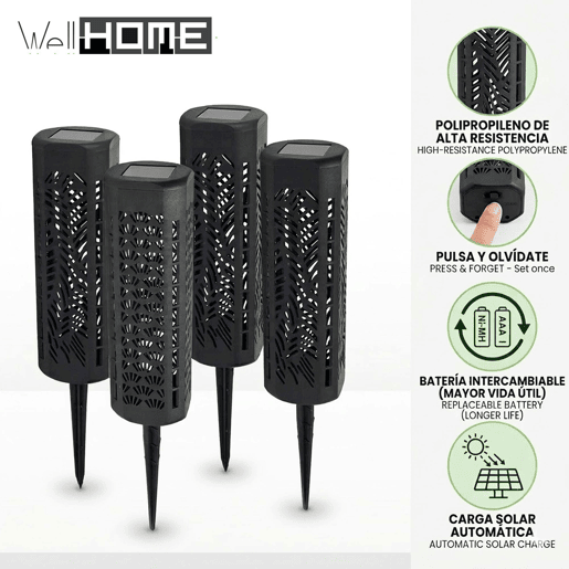 Kit Well Home com 4 Lâmpadas Solares LED