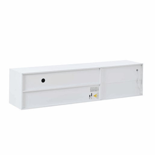 Móvel de TV 180x40x45 cm - 3 portas, vidro temperado, lowboard com iluminação LED, para TVs de até 80 polegadas - branco