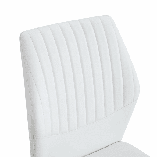 Conjunto de 4 cadeiras de jantar - Estilo leve-luxuoso, encosto em PU branco com padrão vertical + pernas metálicas prateadas - Branco + Prateado