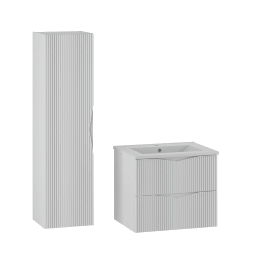 Móvel de toucador individual Tao White com lavatório e pedestal de 60 cm